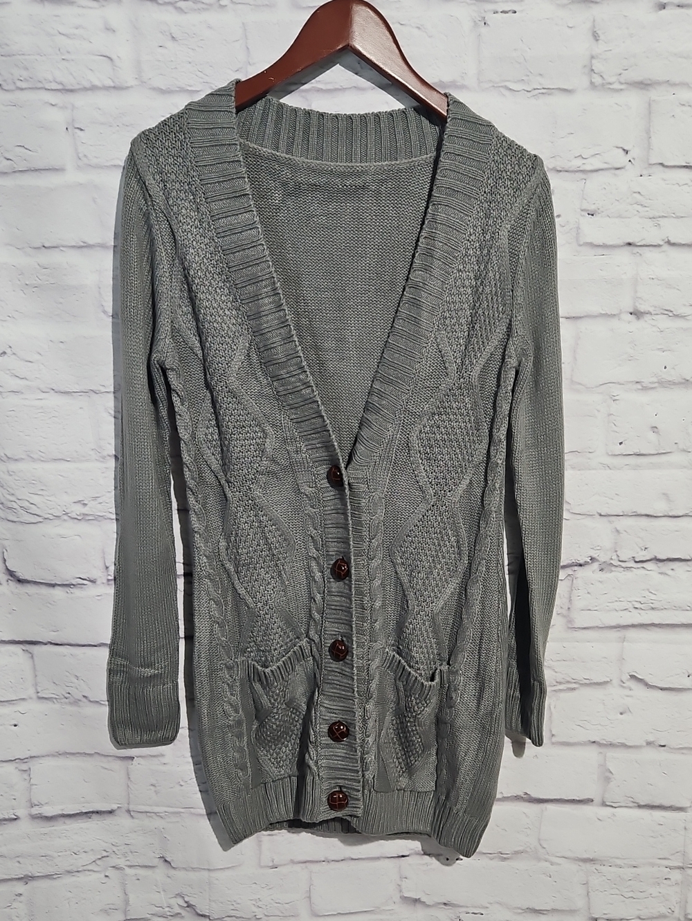 Women's Long Knit Cardigan Sweater - Gray
